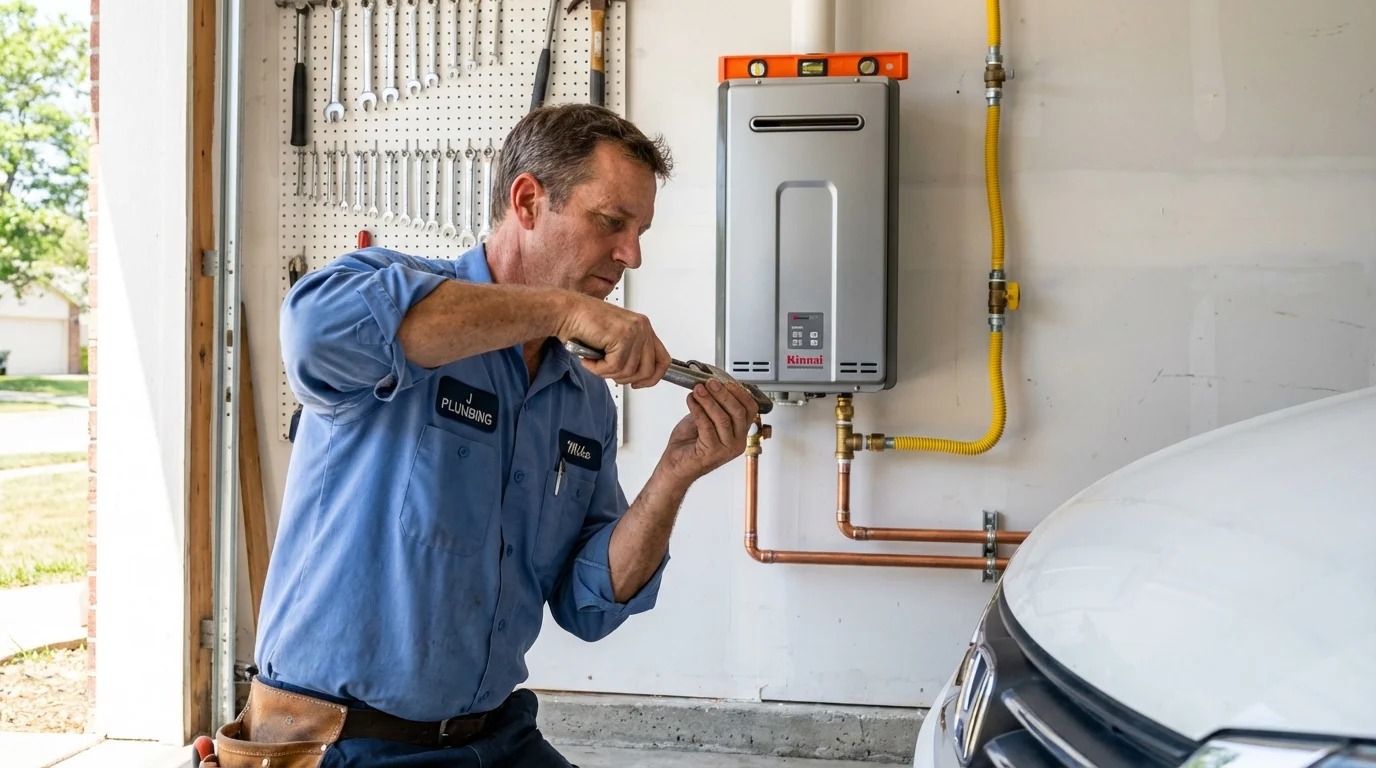 Tankless water heater installation by a Johns Plumbing LLC plumber in Stockton